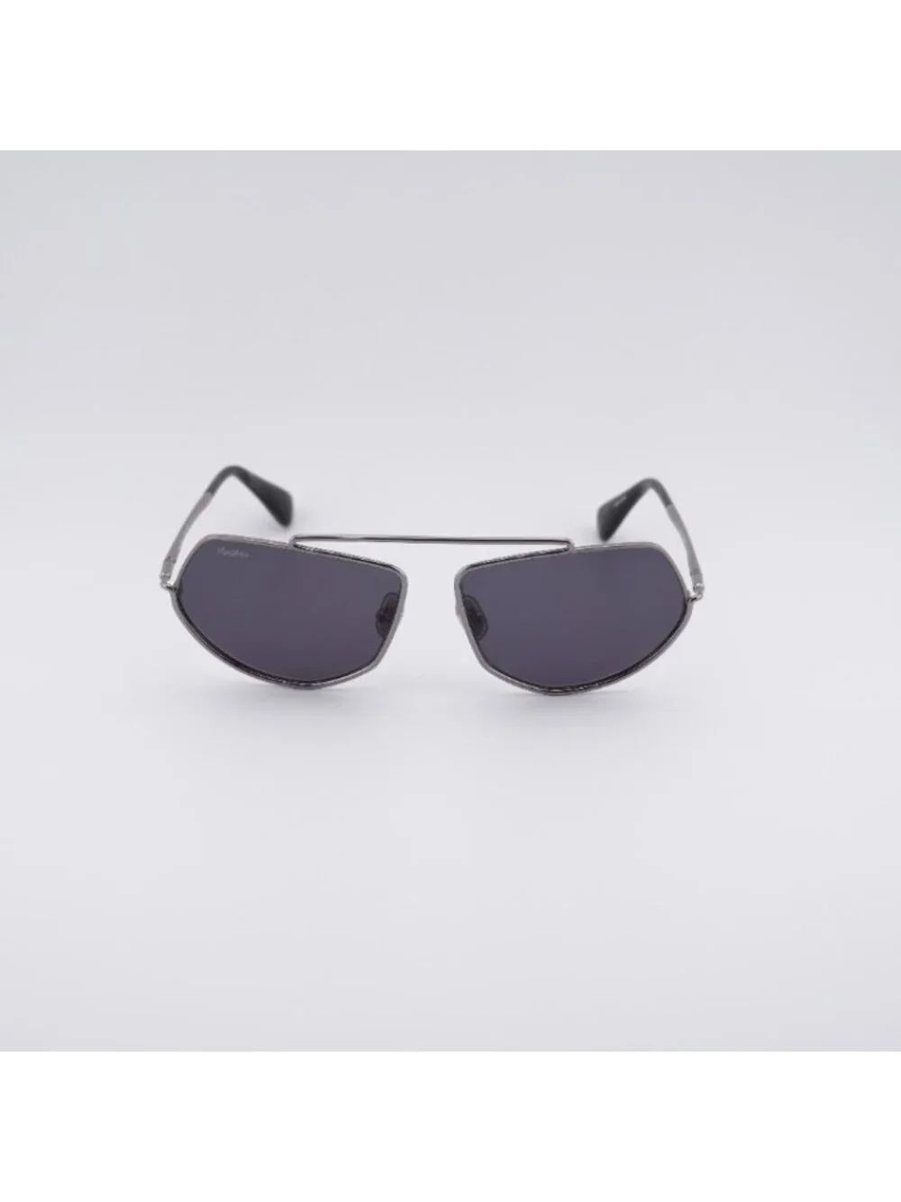 Max Mara MM0165 14A Joey Sunglasses Shiny Light Ruthenium Geometric Frame